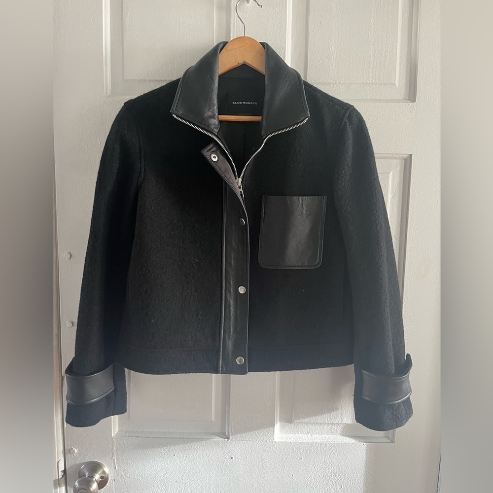 Club Monaco Leather and Wool Jacket